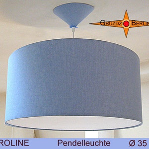 Blue pendant lamp CAROLINE Ø35 cm with diffuser blue linen