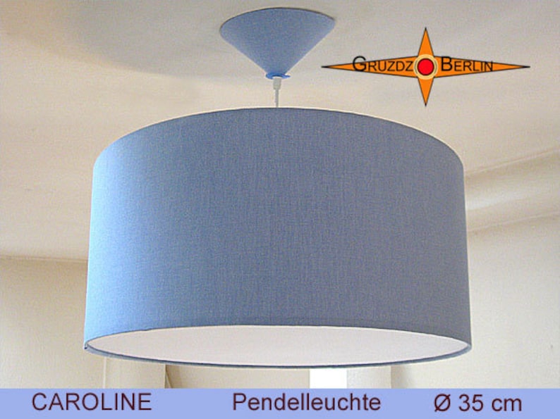 Blue pendant lamp CAROLINE Ø35 cm with diffuser blue linen image 1