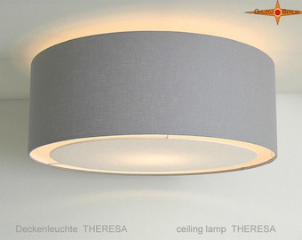 Grijze plafondlamp THERESA Ø70 cm met lichtrand diffuser