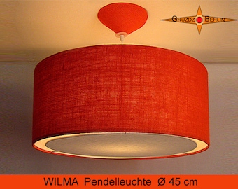 Orange Lampe aus Jute WILMA Ø45 cm Pendellampe mit Diffusor