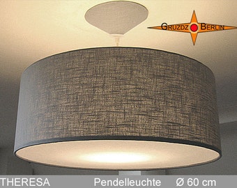 Gray lamp with diffuser THERESA Ø60 cm pendant lamp linen