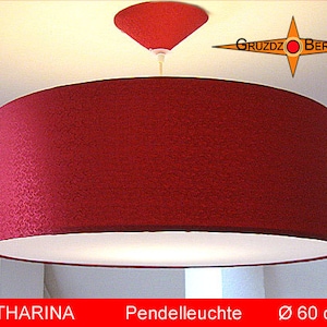 Czerwona lampa wypoczynkowa KATHARINA Ø60 cm lampa wisząca jedwabny żakard