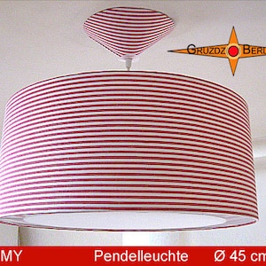 Gestreifte Hängelampe Ø45 SAMMY Diffusor Leuchte Rot Weiss