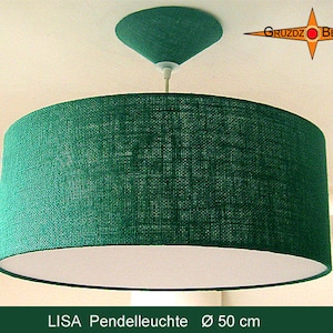 Hanging lamp green burlap LISA Ø50 cm pendant lamp with diffuser green jute