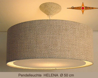 Pendellampe aus Leinen HELENA Ø50 cm Hängelampe mit Diffusor