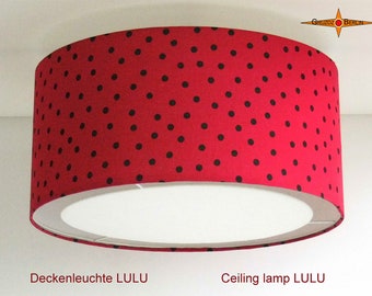 Rot schwarze Deckenlampe mit Punkten LULU Ø45 cm mit Lichtrand Diffusor