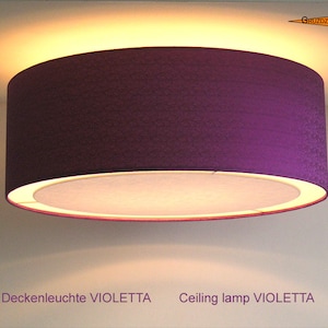 Purple ceiling lamp VIOLETTA Ø 50 cm Ceiling lamp made of fine silk with diffuser