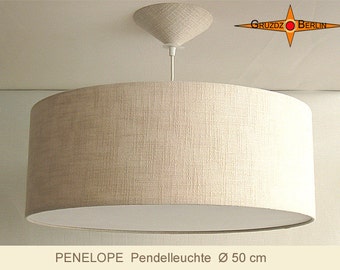 Loungeleuchte Leinen PENELOPE Ø50 cm Pendellampe mit Diffusor