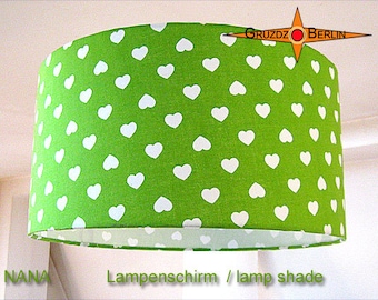 Green Children's lampshade with hearts NANA Ø 40 cm