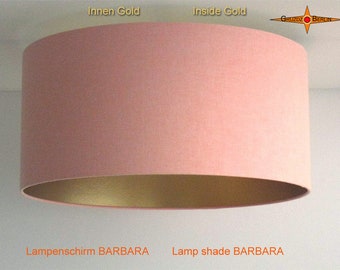 Lampenschirm Innen Gold aus apricot Leinen BARBARA Ø50 cm