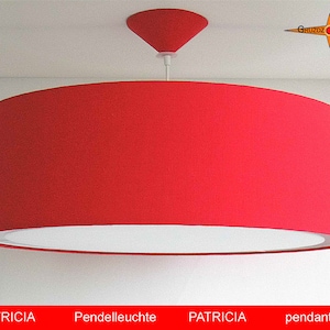 Red lamp PATRICIA Ø 50 cm of linen with light edge diffuser