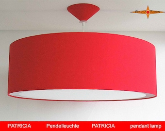 Rote Lampe PATRICIA Ø 60 cm aus Leinen mit Lichtrand Diffusor