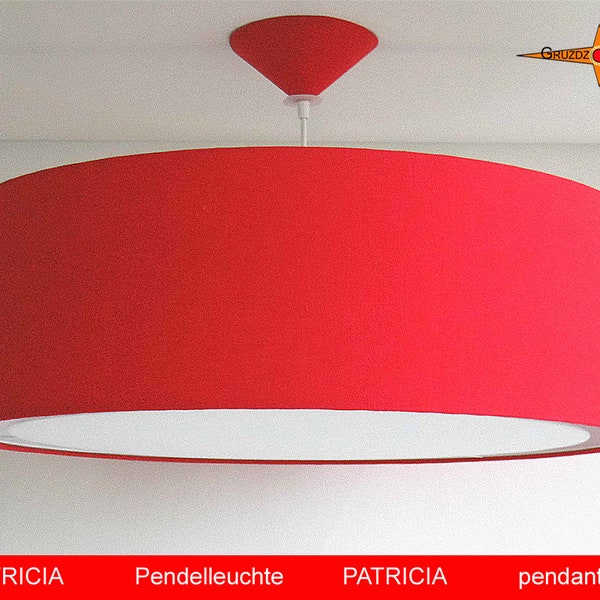 Rote Lampe PATRICIA Ø 60 cm aus Leinen mit Lichtrand Diffusor