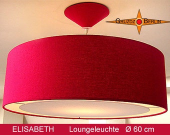 Rote Lampe aus Seide ELISABETH Ø60 cm Hängelampe mit Lichtrand Baldachin