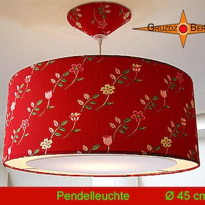 Hanging lamp red LIA Ø45 cm pendant lamp with diffuser light edge