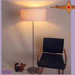 Floor lamp purple checked NINA floor lamp white lilac