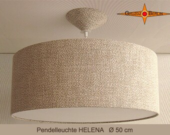 Hängelampe aus Leinen HELENA Ø50 cm Pendellampe Landhausstil