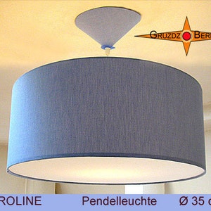 Blue pendant lamp CAROLINE Ø35 cm with diffuser blue linen image 2