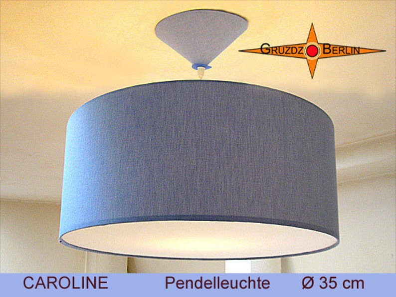 Blue pendant lamp CAROLINE Ø35 cm with diffuser blue linen image 2