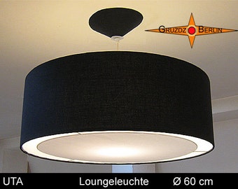 Schwarze Lampe UTA Ø60 cm schwarze Pendellampe mit Diffusor Lichtrand