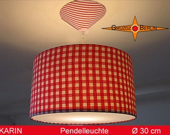 Checkered pendant lamp KARIN Ø30 cm diffuser lamp retrodesign