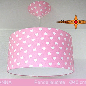 Children&#39;s lamp pink HANNA Ø40 cm pendant lamp with heart