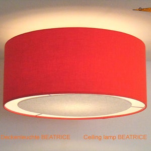 Orange ceiling lamp of linen BEATRICE Ø50 cm ceiling light with diffuser image 3