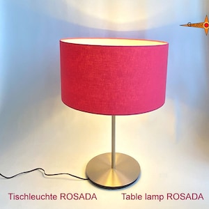 Pink table lamp ROSADA made of linen