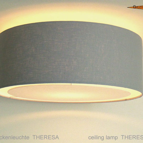 Graue Deckenlampe THERESA Ø50 cm mit Lichtrand Diffusor