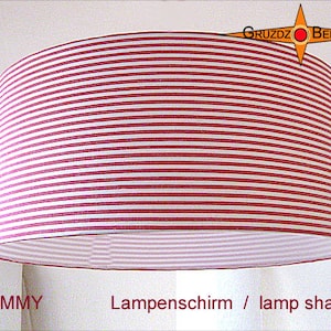 Lampshade with stripes Red White SAMMY Ø45 cm drum lamp shade