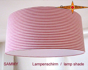 Lampshade with stripes Red White SAMMY Ø45 cm drum lamp shade
