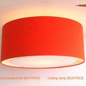 Orange ceiling lamp of linen BEATRICE Ø50 cm ceiling light with diffuser image 2