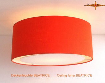 Orange Deckenlampe aus Leinen BEATRICE Ø60 cm Deckenleuchte mit Diffusor