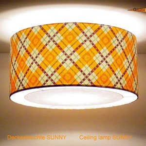 Ceiling lamp made of vintage fabric SUNNY Ø50 cm Ceiling light with diffuser image 1
