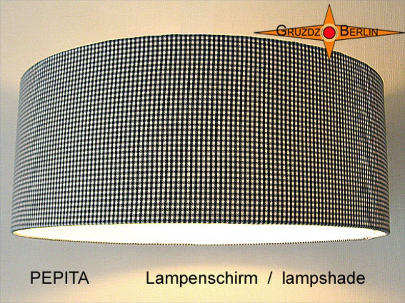 Lampshade Black White PEPITA Ø60 cm checkered image 2