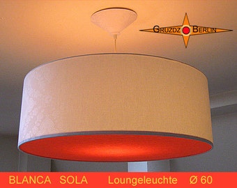 Weisse Lampe mit orange Diffusor BLANCA SOLA Ø60 cm Hängelampe Pendelleuchte