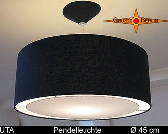 Loungeleuchte schwarz UTA Ø45 cm Pendellampe mit Diffusor Lichtrand