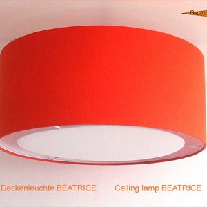 Orange ceiling lamp of linen BEATRICE Ø50 cm ceiling light with diffuser image 1