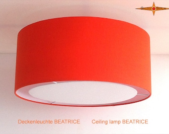 Orange Deckenlampe aus Leinen BEATRICE Ø50 cm Deckenleuchte mit Diffusor