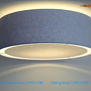 Plafoniera blu CAROLINE con diffusore in lino