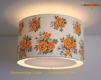 Deckenlampe aus Vintagestoff LUISA Ø50 cm Deckenleuchte mit Diffusor