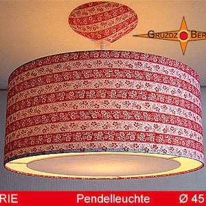 Vintage pendant lamp MARIE Ø45 cm hanging lamp with diffuser red white