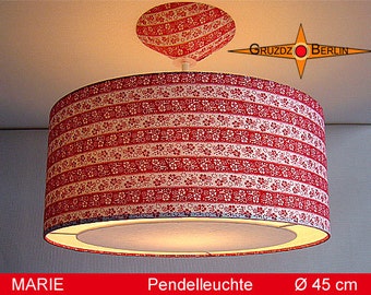 Vintage pendant lamp MARIE Ø45 cm hanging lamp with diffuser red white