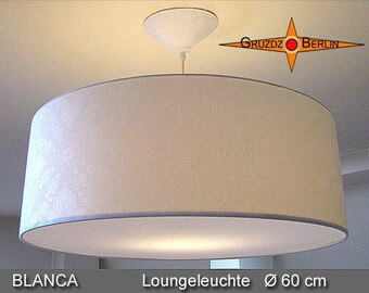 White hanging lamp made of damask BLANCA Ø60 cm with diffuser