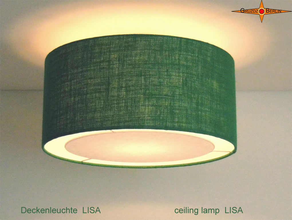Ceiling lamp in green jute LISA Ø 45 cm