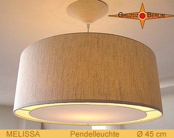 Linen hanging lamp with diffuser MELISSA Ø45 cm Country style pendant lamp