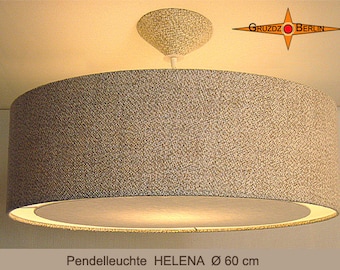 Große Lampe HELENA Ø60 cm Hängelampe mit Diffusor Leinen