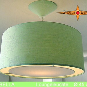 Grüne Hängelampe ISABELLA  ab Ø40- 70 cm aus Damast mit Diffusor Lichtrand
