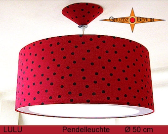 Pendant lamp dotted lika a ladybug LULU Ø50 cm lamp dots black on red