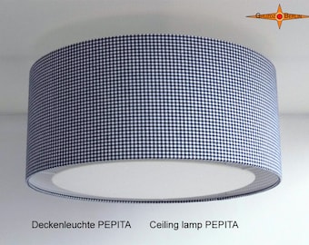 Ceiling lamp PEPITA Ø50 cm black and white checkered with light edge diffuser